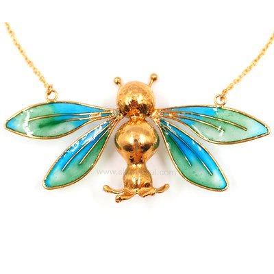 HI Botanic Art Deco Pomegranate Moth - M1-1 - Necklace