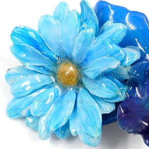 Real Aster reagan & Cattleya on Large Black Metallic Hair Clip