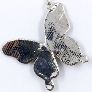 Flower Petal Butterfly Pendant with Sterling Silver Chain 16"