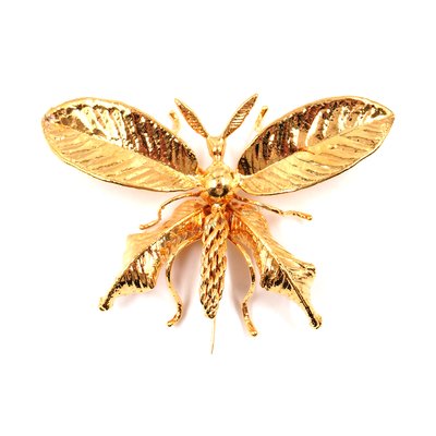 Gold Plated Botanic Butterfly - Brooch