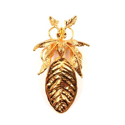 Gold Plated Botanic Wasp - Brooch