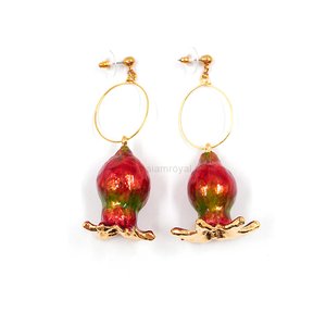 Hoop Earring of real Pomegranate fruits. Jewelry in Thailand. Jewelry in Chiang mai. Royal Orchid Collection jewelry.