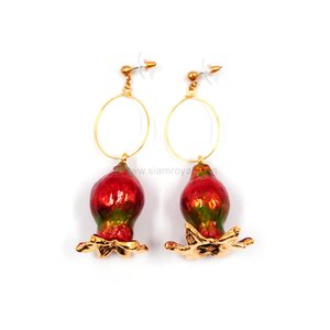 Royal Orchid Collection, Real Pomegranate fruits Hoop Earrings. Jewelry in Thailand. Jewelry in Chiang mai.
