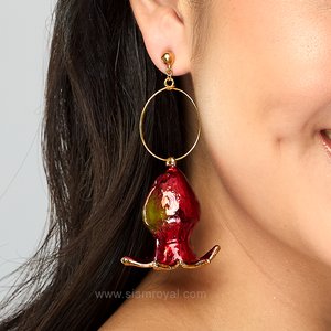 Hoop Earring of real Pomegranate fruits. Jewelry in Thailand. Jewelry in Chiang mai. Royal Orchid Collection jewelry.