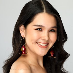 Royal Orchid Collection, Real Pomegranate fruits Hoop Earrings. Jewelry in Thailand. Jewelry in Chiang mai.