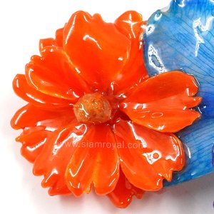 Real Cosmos & Cattleya on Large Black Metallic Hair Clip
