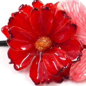 Real Cosmos & Dendrobium orchid on Large Black Metallic Hair Clip