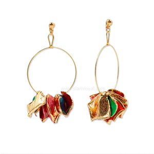 Royal Orchid Collection, Real Rose petals Hoop Earrings. Jewelry in Thailand. Jewelry in Chiang mai.