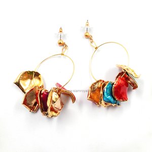 Royal Orchid Collection, Real Rose petals Hoop Earrings. Jewelry in Thailand. Jewelry in Chiang mai.