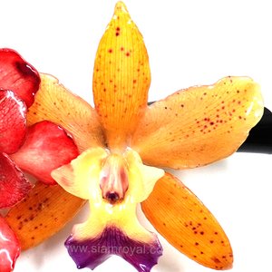 Gardenia and Cattleya on Metallic Hairclip.