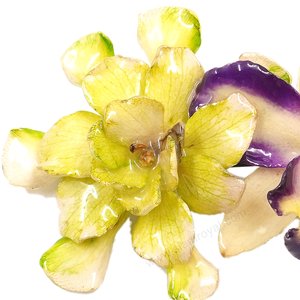 Royal Orchid Collection, Real Gardenia and Cattleya on a 13 cm black metal hair clip, Siam Royal Orchid.
