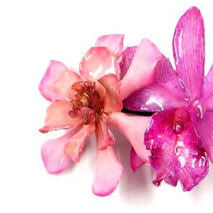 Gardenia and Cattleya on Metallic Hairclip.