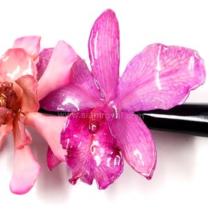 Gardenia and Cattleya on Metallic Hairclip.