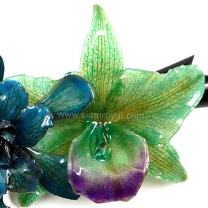 Gardenia and Cattleya on Metallic Hairclip.