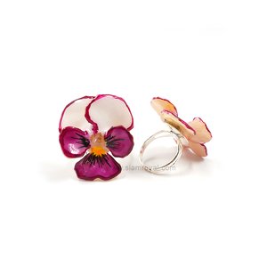 Royal Orchid Collection Jewelry, Real pansy on silver plated adjustable ring. Jewelry in Chiang Mai, Jewelry in Thailand.