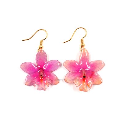 Epidendrum Hybrid on Gold plated  Fish Hook Earrings