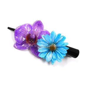 Real Phalaenopsis & Aster reagan on Large Black Metallic Hair Clip
