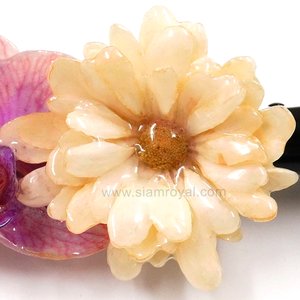 Real Phalaenopsis & Aster reagan on Large Black Metallic Hair Clip