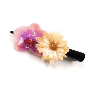 Real Phalaenopsis & Aster reagan on Large Black Metallic Hair Clip