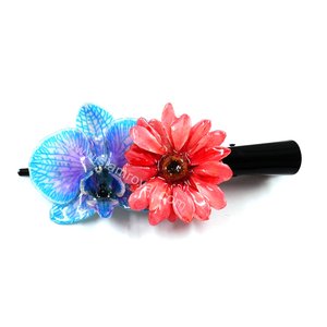 Real Phalaenopsis & Aster reagan on Large Black Metallic Hair Clip
