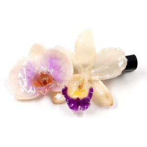 Phalaenopsis and Cattleya on Black Metallic Hair Clip.