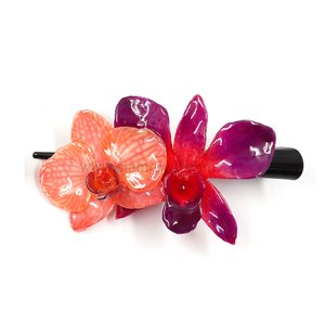 Real Phalaenopsis & Dendrobium orchid on Large Black Metallic Hair Clip